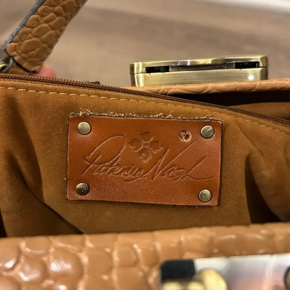 Patricia‎ Nash Nela Croc Embossed Leather Satchel Biscuit Top Handle Crossbody